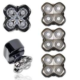 Rotary Head 4 Heads for Electric Shaver - Compatible with Pitbull Skull Shaver, Butterfly Kiss Pro and More - Face & Body Razor Heads (Pack of 3)
