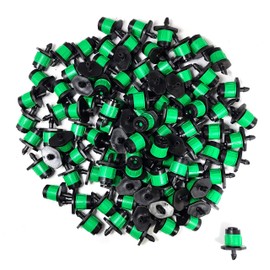 (100-PACK) - 1/4" Inch 360 Degree Drip Emitter On 1/4" Barb Sprayer Adjustable Flow 0-20 GPH, Fits 1/4 (4-6mm) Irrigation Tubing - Micro Bubbler Drippers for Drip Irrigation (100 Pack Dripper on Barb)