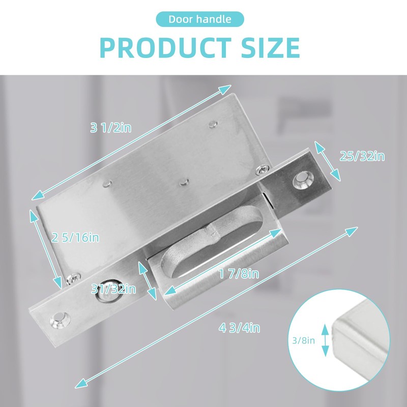 gifsin Sliding Pocket Door Hidden Handle, 304 Stainless Steel Pocket