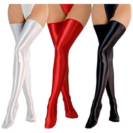 Maeau - Shiny Stockings for Women Thigh-High Stockings Hold Up Stockings Long Stock for Dating Club