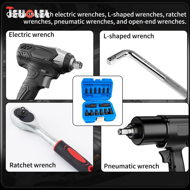 JEUCLEL 14Pcs Impact Grade Allen Bit Socket Set, SAE Hex
