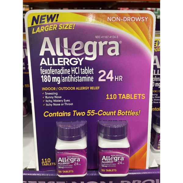 NEW !! 24 Hour Allegra Indoor & Outdoor Allergies 180 mg 110 Tablets