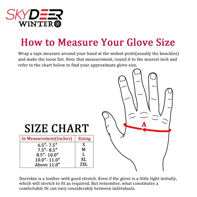SKYDEER Premium Genuine Deerskin Leather Touch-Screen Winter Driving Gloves for