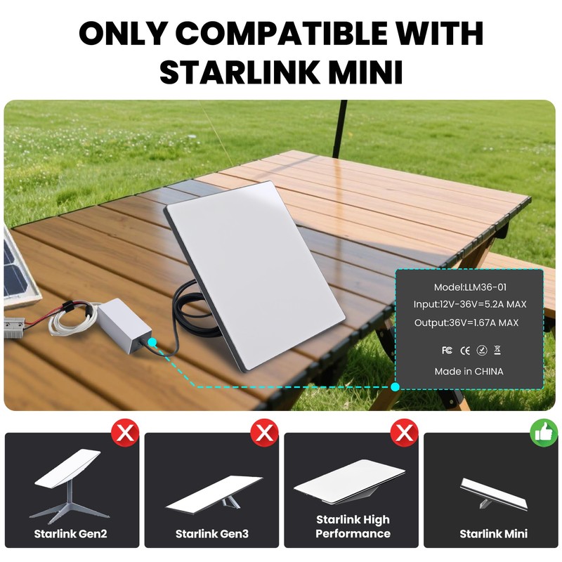 Terapaton Starlink Mini Cable 50A Anderson Adapter - 12-36V to