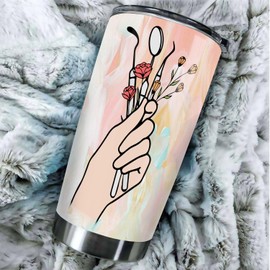 MEDROC Dental Assistant Tumbler Gifts - Stainless Steel 20oz Straw Lid, Funny Dental Hygienist Gift For Birthday Christmas, Dental Appreciation Week Gifts For Women Men, Dentist Coffee Cups (TBDA12)