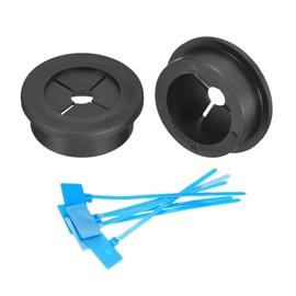 sourcing map 2Pcs Cable Cord Grommet, 1-3/16"(30mm) Rubber Desk Grommets Wire Pass Through Hole Cover with Marked Cable Ties for Home Office Cable Wire Protection, Black
