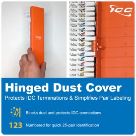 ICC 66 Block Prewired with 89D Mounting Bracket & Cover, Punch Down Block for Telephone System, Two 25 Pair Female Telco Connectors, 66M1-50