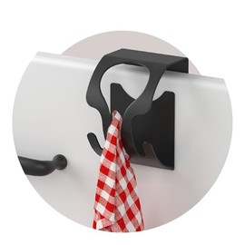 MDCASA Towel Holder without Drilling, Black I Tea Towel Holder Made of High-Quality Stainless Steel Including Scratch Protection I for Gluing, Clamping or Screwing