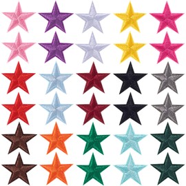 PAGOW 30 Pcs Star Iron on Patch, 1 Inch Sew on Star Embroidered Patches, Iron on Patches Embellishments for Clothes, Hats, Jackets, Backpacks, Star Decor, Appliques Decoration (15 Colors, 1")