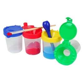 Convenient spill-proof snap paint containers, 4-pack, 1P, Random Color, Art water containers, art play, convenient paint containers, art supplies / 간편한 쏟아지지 않는 똑딱 물감통 4개입 1P 색상랜덤 미술물통 미술놀이 간편물감통 미술용품