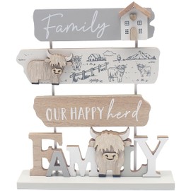 Lesser & Pavey Love & Affection Highland Cow Wooden Plaque - Family For Home Decor & Gift | Wooden and Acrylic Plaques For Home and Office | Ideal Signs & Plaque Birthday Gifts For Women & Men