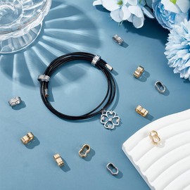 UNICRAFTALE 40pc 2-Color 5x10mm Stainless Steel Slider Beads - Large Hole, Metall Spacer Beads for Cord Bracelets & Jewelry Making