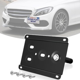 License Plate Holder Front License Plate Bracket No Drill Tow Hook Mount Anti-Theft Frame Compatible with Mercedes W205 C-Class X204 GLK-Class X205 GLC-Class W212 W213 E-Class W166 GLE-Class