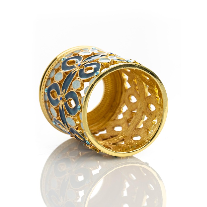 Golden Blue Decorated Candle Holder