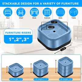4 Pack Furniture Risers, AAdjustables Height, Floor Protection Riser, Noise Reduction, No-Slip, Water-Proof for Table Desk Couch Chair Sofa Cabinet Bed Legs Lift Height 1.2"