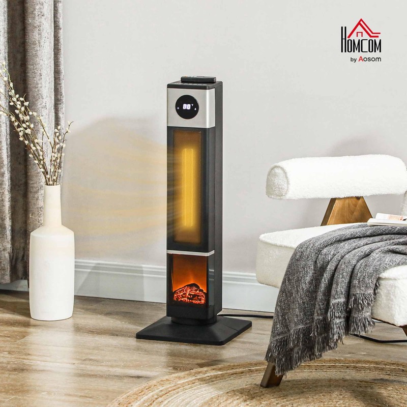 HOMCOM Space Heater for Indoor Use with Realistic Flame Effect,