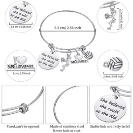 SATINIOR 2 Pieces Volleyball Softball Charm Bangle Bracelet Jewelry Gift for Ball Players (Volleyball)
