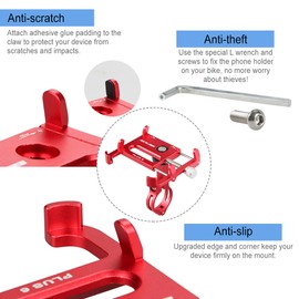 GUB Bicycle Phone Holder 360 Degree Rotating Length Adjustable Aluminum Bike Handlebar Mount Cycle Clip-on Phone Clamp Holder