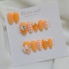 Orange Lovely Hound Check Handmade Nail Tips - Short Ballet