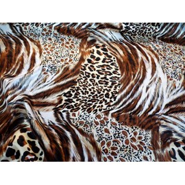 Discount Fabric Charmeuse Silky Bridal Satin Apparel Cheetah Tiger Big Cat CS21