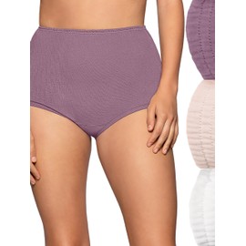 Vanity Fair Women's High Waisted Underwear, Full Coverage Ladies Panties, Perfectly Yours Briefs, Cotton-3 Pack-Moody Blue/Cashmere/Glacier White