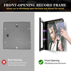 Emfogo 4 Pack Vinyl Record Frame for the Wall, Wall-Mounted Vinyl Record Display Frame, Album Frames for 12x12 Inch LP Album Cover (4 Pack/Black)