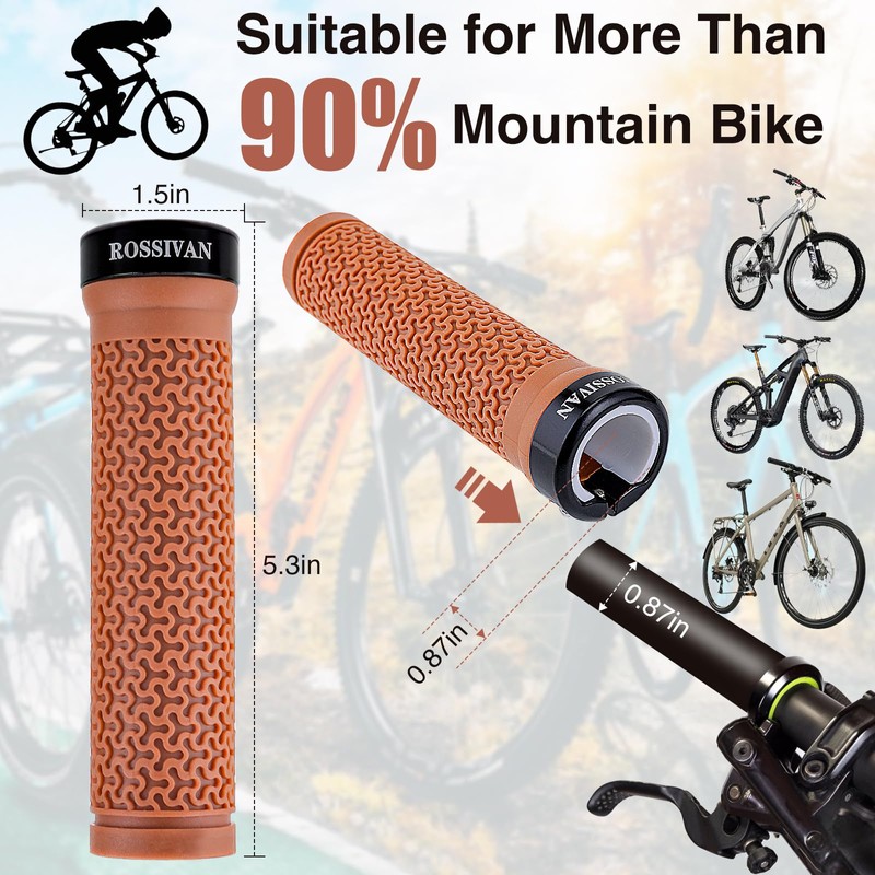 Rossivan Professional Bike Handlebar Grips, Mountain Bike Grips with Soft