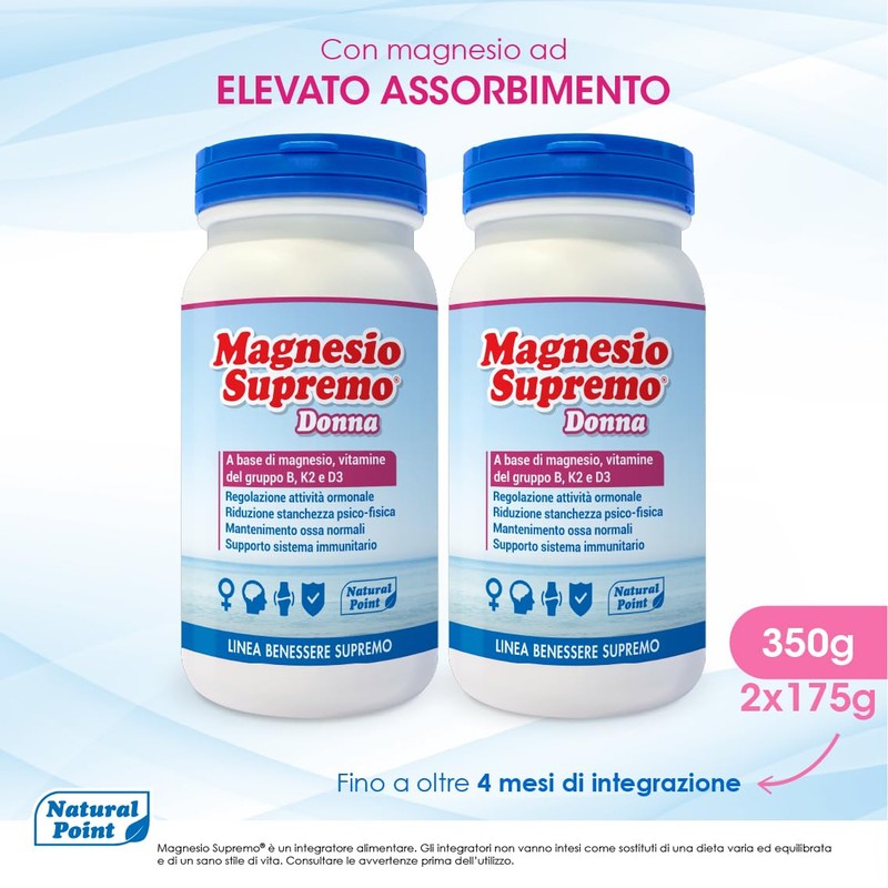Magnesio Supremo Donna Integratore Ad Elevato Assorbimento 350 g, 2x175