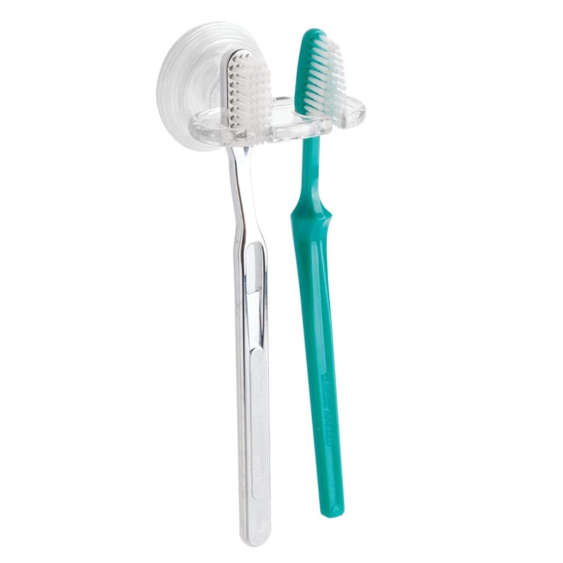 iDesign BPA-Free Plastic Bathroom Suction Toothbrush Holder - 2.75" x