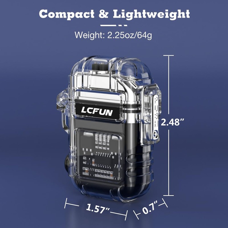 LcFun USB Rechargeable Electric Lighter, Windproof Plasma Dual Arc Lighters,