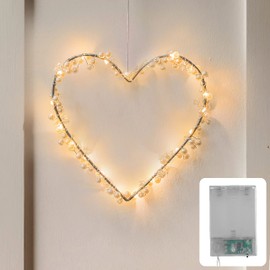 CozyHome 20 LED Heart Light Wreath with Plug - Warm White Illuminated Window Decoration | LED Decoration Living Room Modern for Standing or Hanging | Illuminated Window Wedding Decoration Hearts for