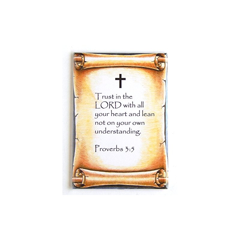Proverbs 3:5 Bible Verse Fridge Magnet (2 x 3 inches)