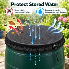 Drawstring Mesh Rain Barrel Cover for Outdoor Water Storage – Fine Mesh Dust and Insect Screen for Water Buckets and Garden Rain Collection