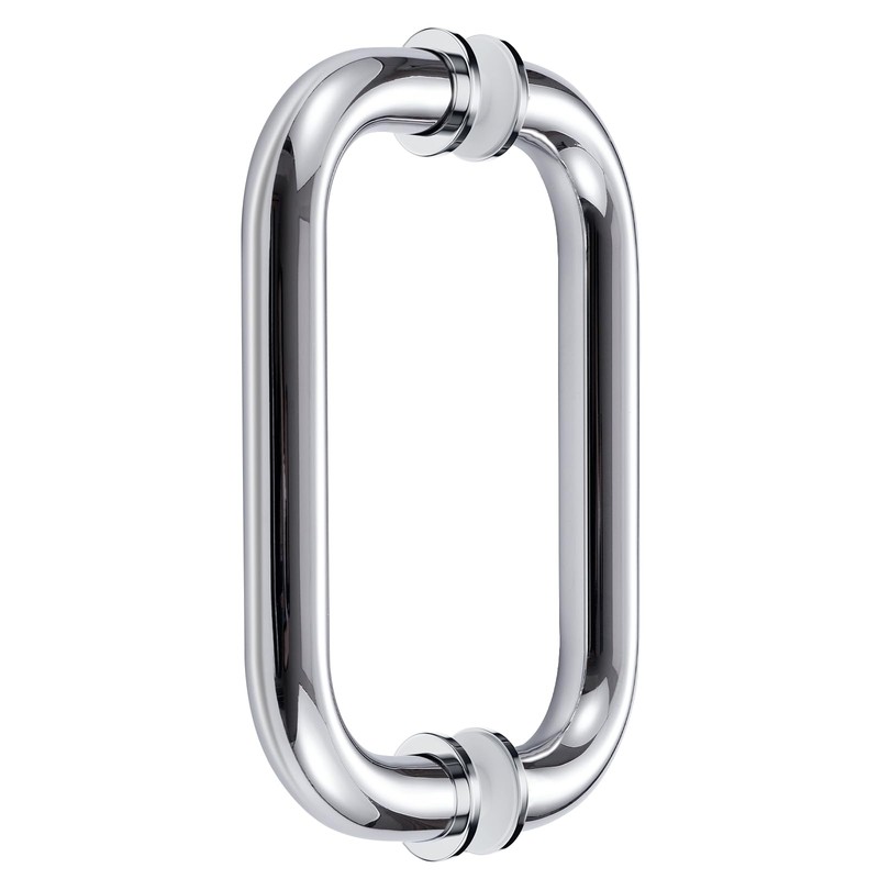 Ranbo C-Shaped 6" Tubular Back-to-Back Frameless Glass Shower Door Push