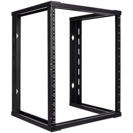 NavePoint 12U Wall Mount Open Frame 19 Inch Server Equipment Rack Threaded 16 inch Depth Black