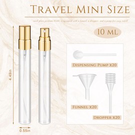 Domensi 60 Pcs 10ml Glass Perfume Refillable Bottles Decants Bulk for Perfumes Atomizer Spray Travel Glass Bottles with Atomizer Pump Bottle Kit for Travel Toiletries Fragrance Liquid