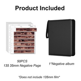 YCCLDIPL 50-Pack 35mm Film Negative Storage Sleeves with Binder Box, Acid-Free Protector Pages for 135/35mm Film Negatives, Durable Archival Film Organizer Kit