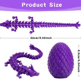 BZQCPLX 3D Dragon Egg Articulating Gemstone,Crystal Dragon Figurine,3D Printed Dragons,Articulated Dragon,Removable Mystery Dragon Egg Toy Dragon,for Kids and Adults Home Decor Desk Decor (F)