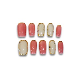 Yabonica 1000 Times Reusable Press On False Nails Square, Handmade Press on Nails Short 10 Pcs-Wear Comfortably (018, L)