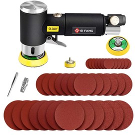 Mini Air Sander 1/2/3 Inch Pneumatic Small Orbital Sander for Auto Body Work, Mini Polisher with 45PCS Sanding Discs + 3PCS Backing Pads, Air Powered