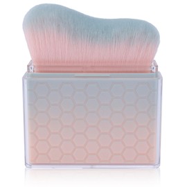 Retractable Self Tanning Brush with Cover, Self Tanner Kabuki Bronzer Makeup Applicator for Blending Tan Liquid Foundation Sunscreens Body Face Leg Arm (Blue-Pink Gradient)