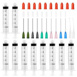 COTOM 10 ml Syringe Set - Contains 10 ml Syringes, 14 g, 16 g, 18 g, 20 g, 22 g Pure Needles, Syringe Caps and Plastic Tubes for Industrial Care, Liquid Measurement, Laboratory