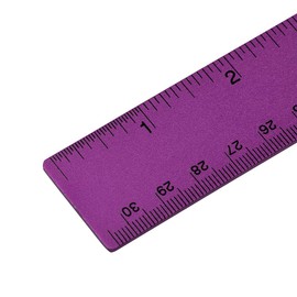 JAM PAPER Strong Aluminum Ruler - 12 Inch - Metal Ruler with Non-Skid Cork Backing - Purple Metallic - Sold Individually