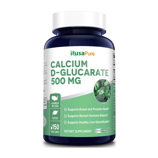 Calcium D-Glucarate 500 mg 150 Veggie Caps, Vegan, Non-GMO & Gluten-Free