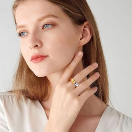 ALRNBY Chunky Gold Rings for Women Tear Drop Adjustable Rings 18K Gold Plated Brass Statement Open Ring Silver Fashion Trendy Hypoallergenic Jewelry (Gold and Silver)