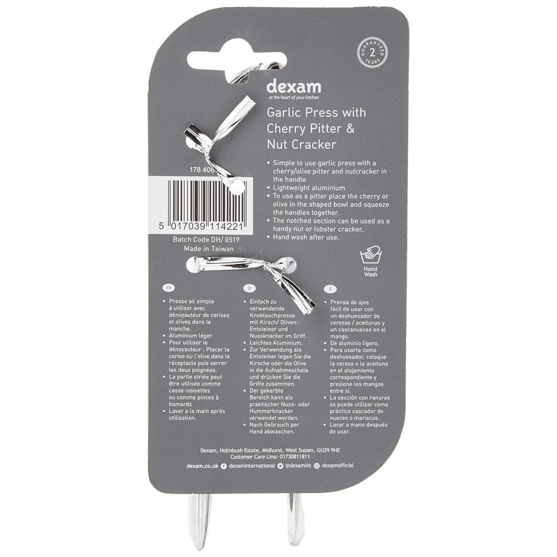 Faringdon 5cm Metal Garlic Press With Cherry Destoner