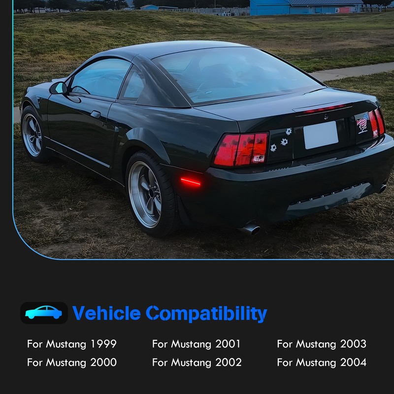 SHINEFIT LED Side Marker Light Replacement for 1999-2004 Mustang Smoked