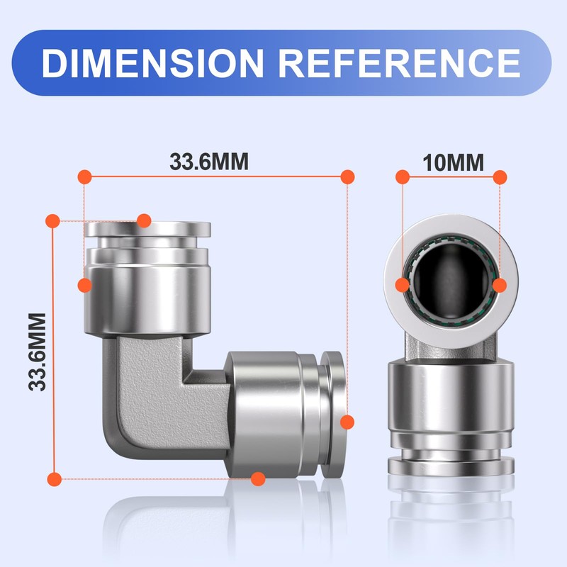 Bwintech 2 Pcs 10mm 90 Degree Elbow Push to Connect
