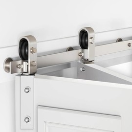 40'' Bi-Fold Sliding Barn Door Hardware Track Kit for Two 18'' Doors,Side Mount Installation,Heavy Duty Roller,Smoothly and Quietly - Brushed Nickel(Doors Not Included)