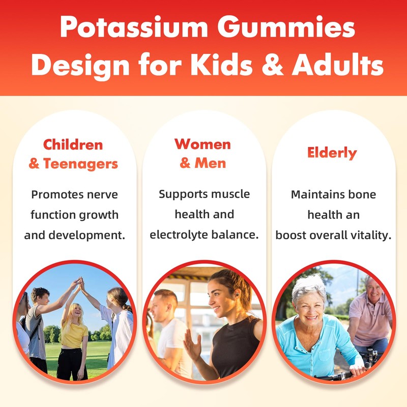 softbear Potassium Gummies for Adults, Sugar Free Potassium Chloride Gummies